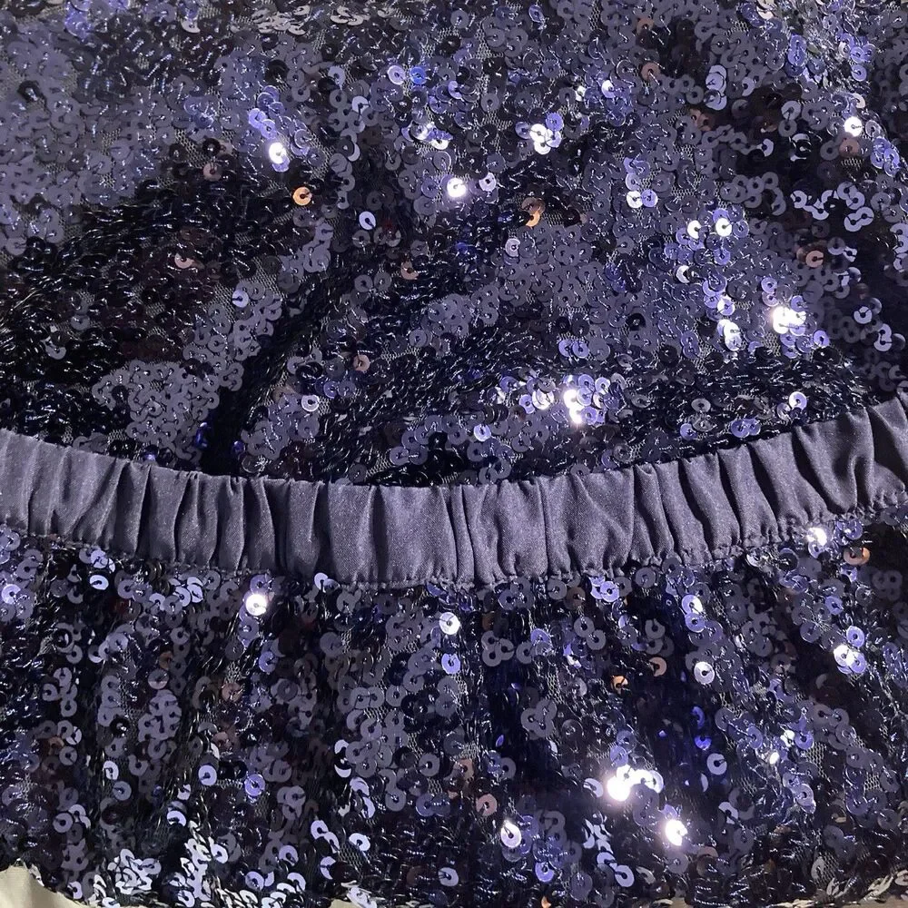 GYMBOREE blue sequins elastic waist polyster girls skirt 10/12